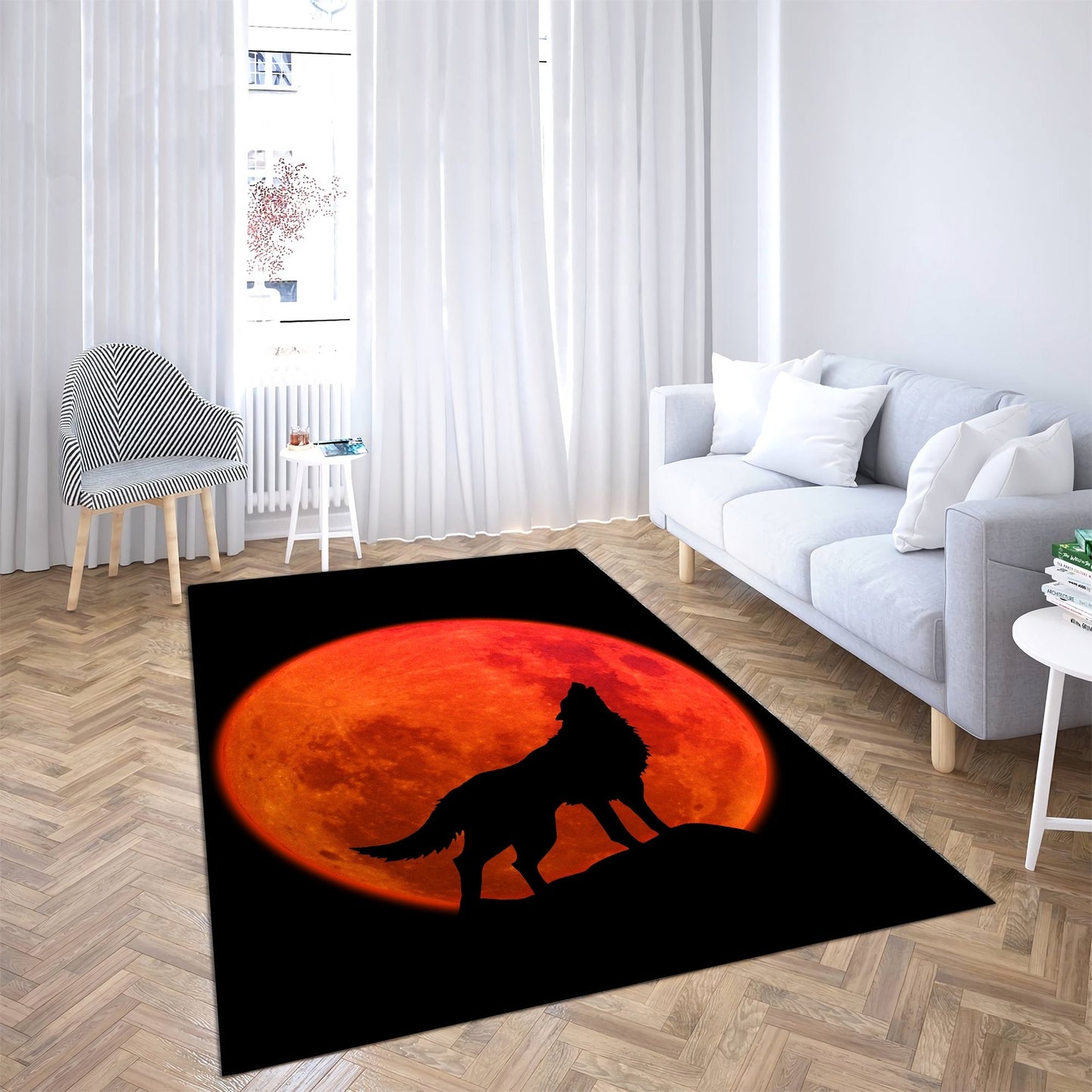 Wolf in Moon Rug