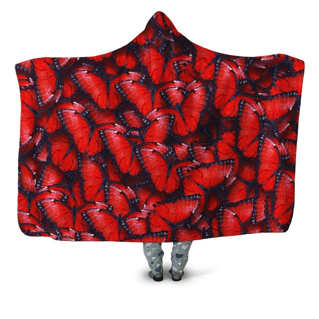 3D All Over Red Butterflies Hoodie Dress Leggings Blanket - Amaze Style™-Apparel