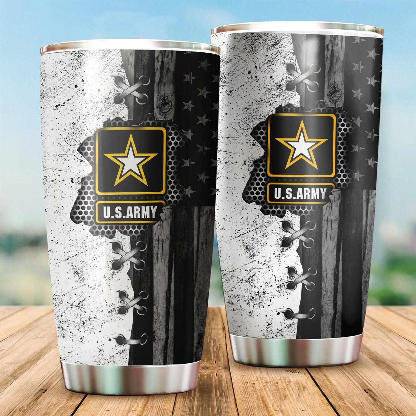 Veteran US Army in my heart BW stainless steel tumbler Proud Military
