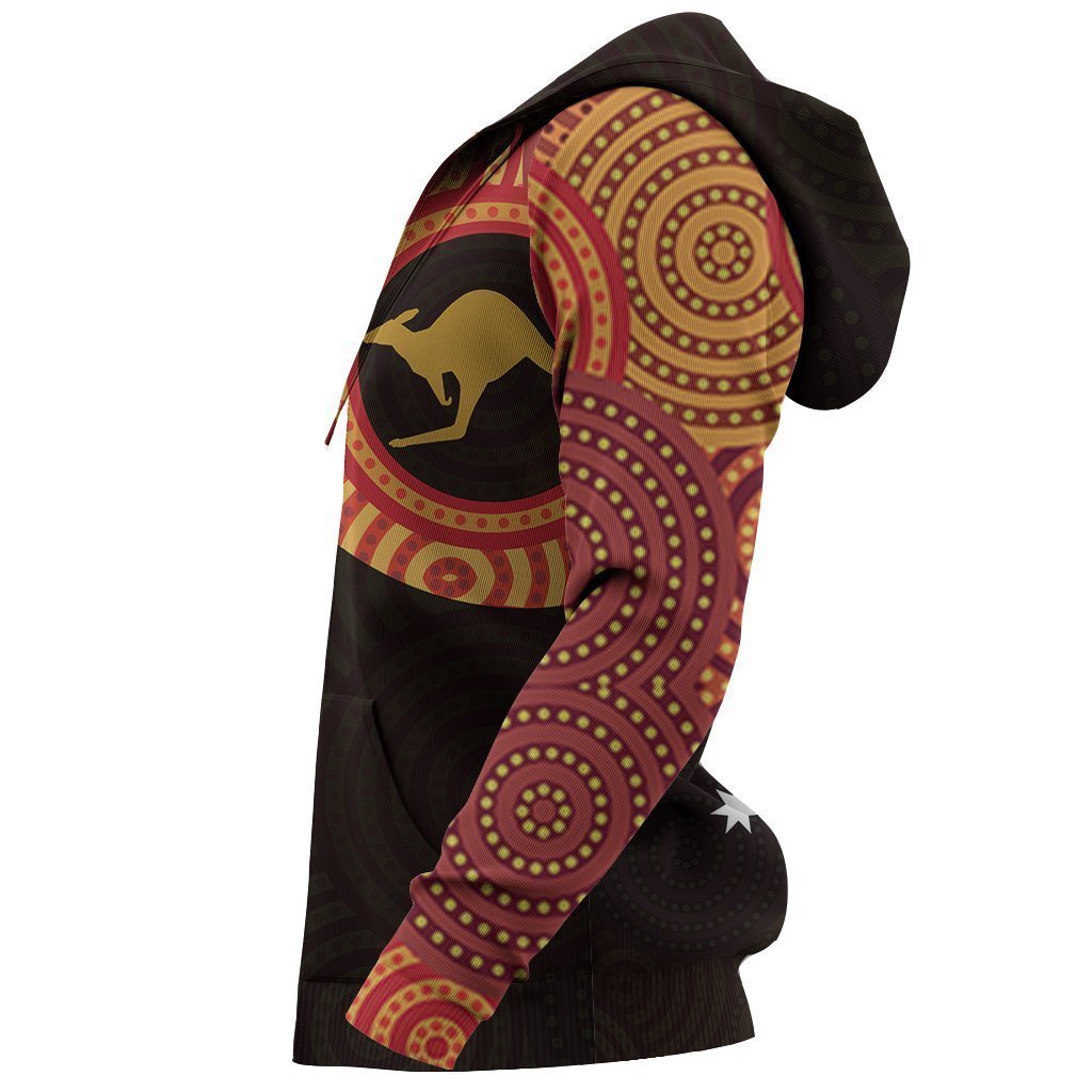 Australia In My Heart Aboriginal Tattoo Kangaroo Hoodie Yellow (No "Australia" words on back) - Amaze Style™-Apparel