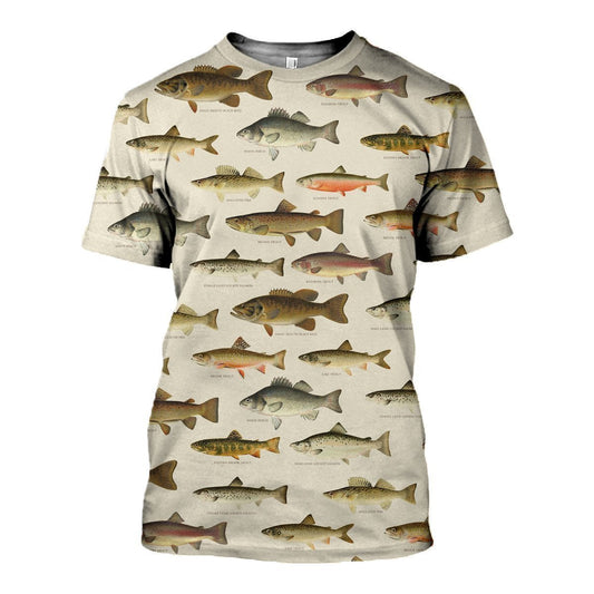 3D All Over Printed North American Fishes Shirts - Amaze Style™-Apparel