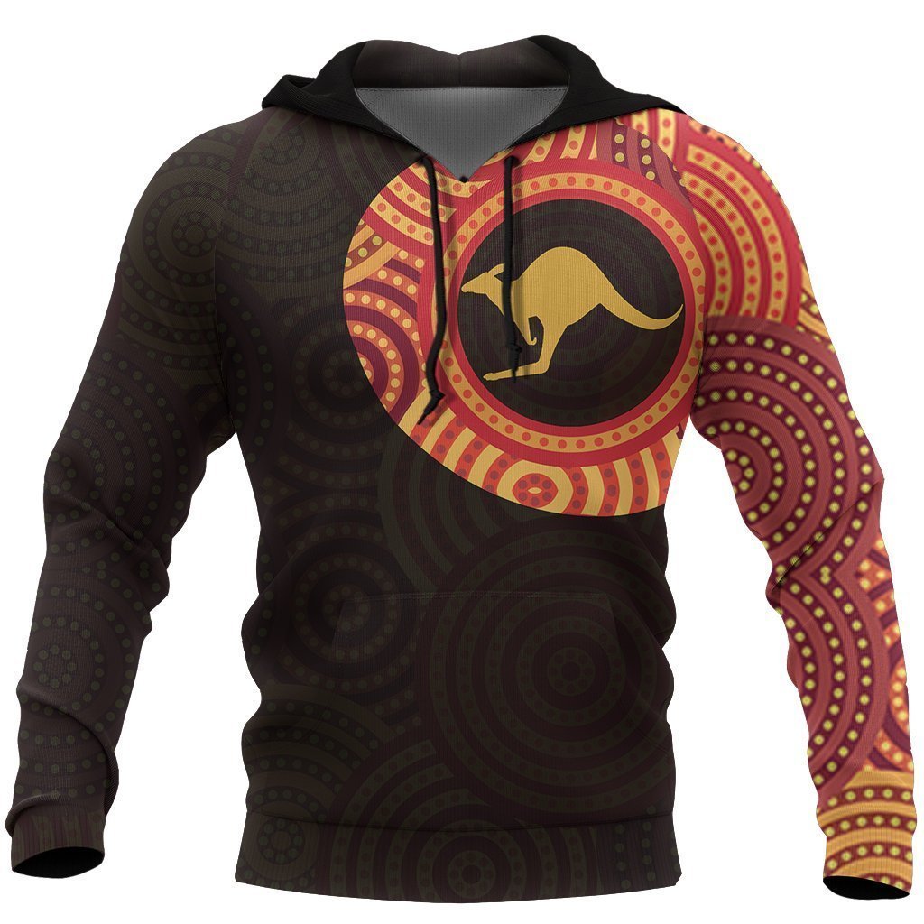 Australia In My Heart Aboriginal Tattoo Kangaroo Hoodie Yellow NNK 1410 - Amaze Style™-Apparel