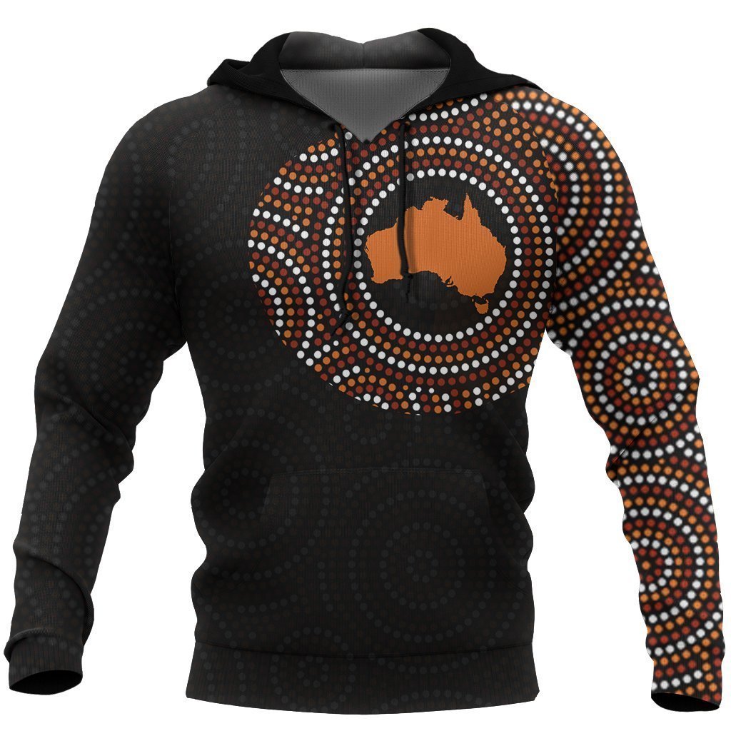 Australia In My Heart Aboriginal Tattoo Map Hoodie NNK 1411 - Amaze Style™-Apparel