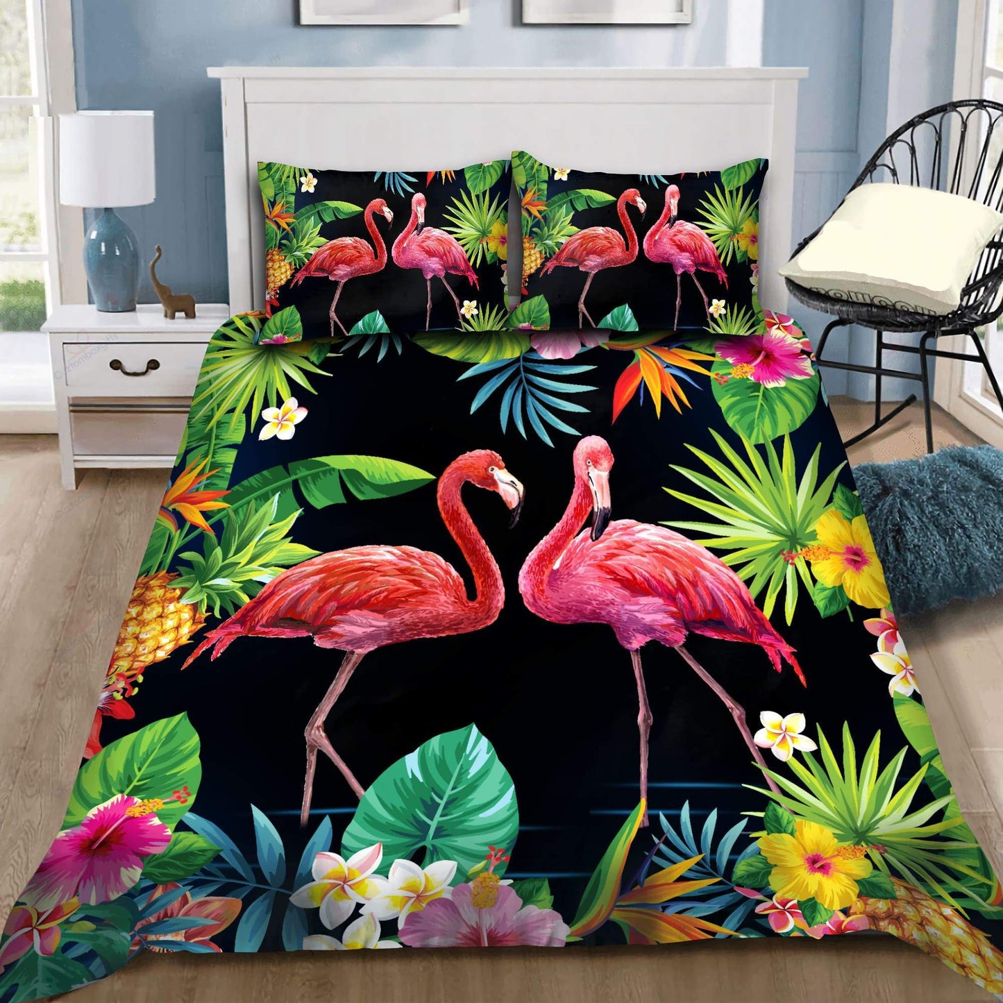 Tropical Flamingo Couple Bedding Set-MEI