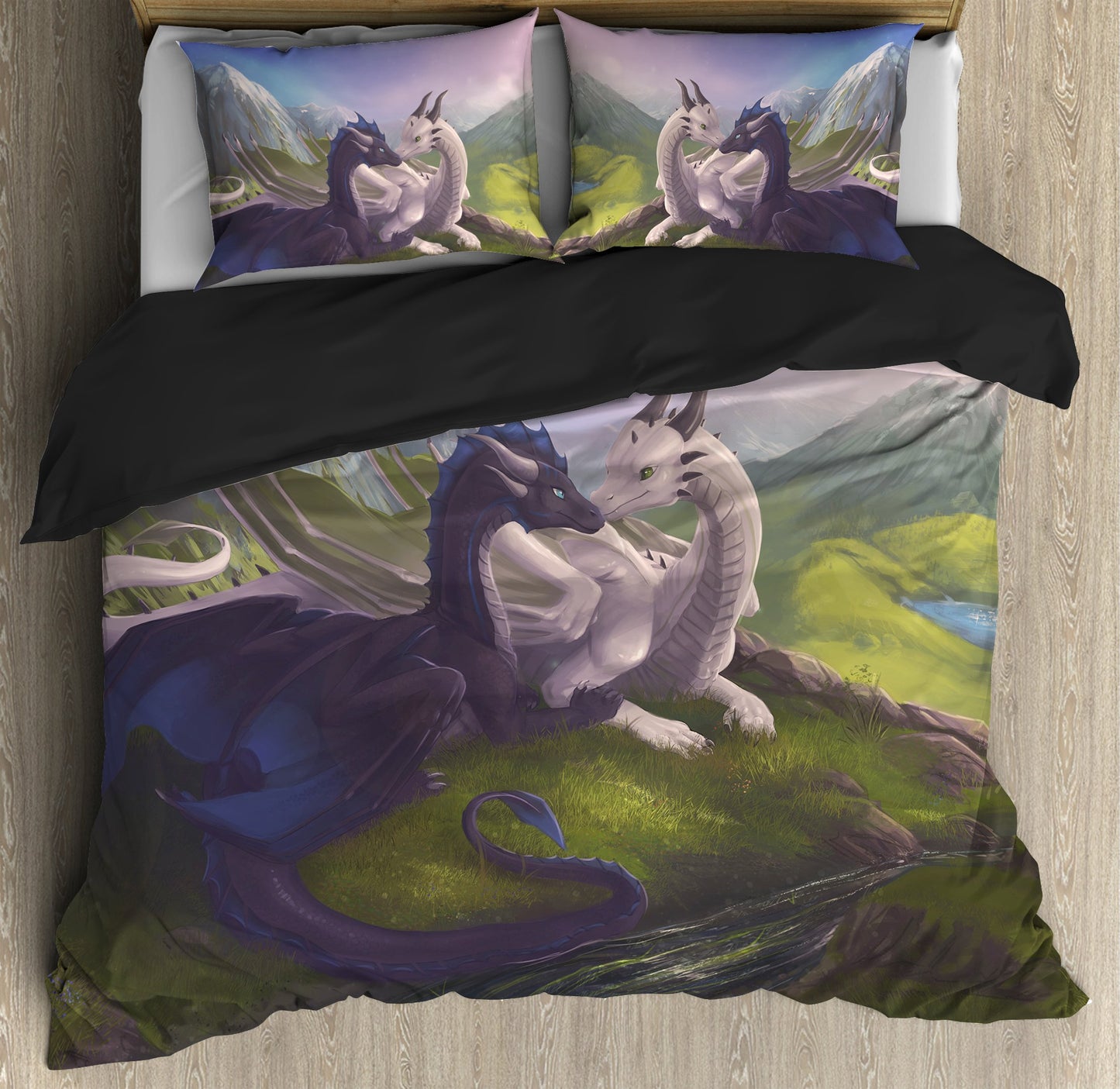 Black & Blue Dragons Bedding Set HAC020701-NM-Bedding Set-NM-Twin-Vibe Cosy™