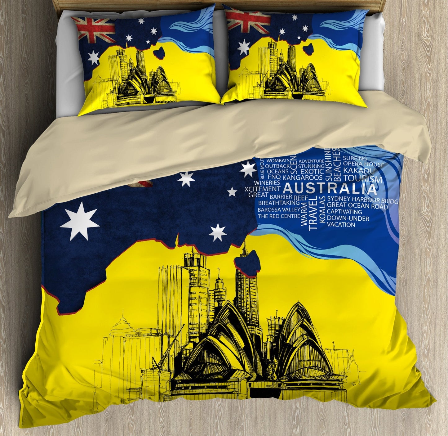 Tmarc Tee Australia Architectural Yellow Painting Art Bedding Set