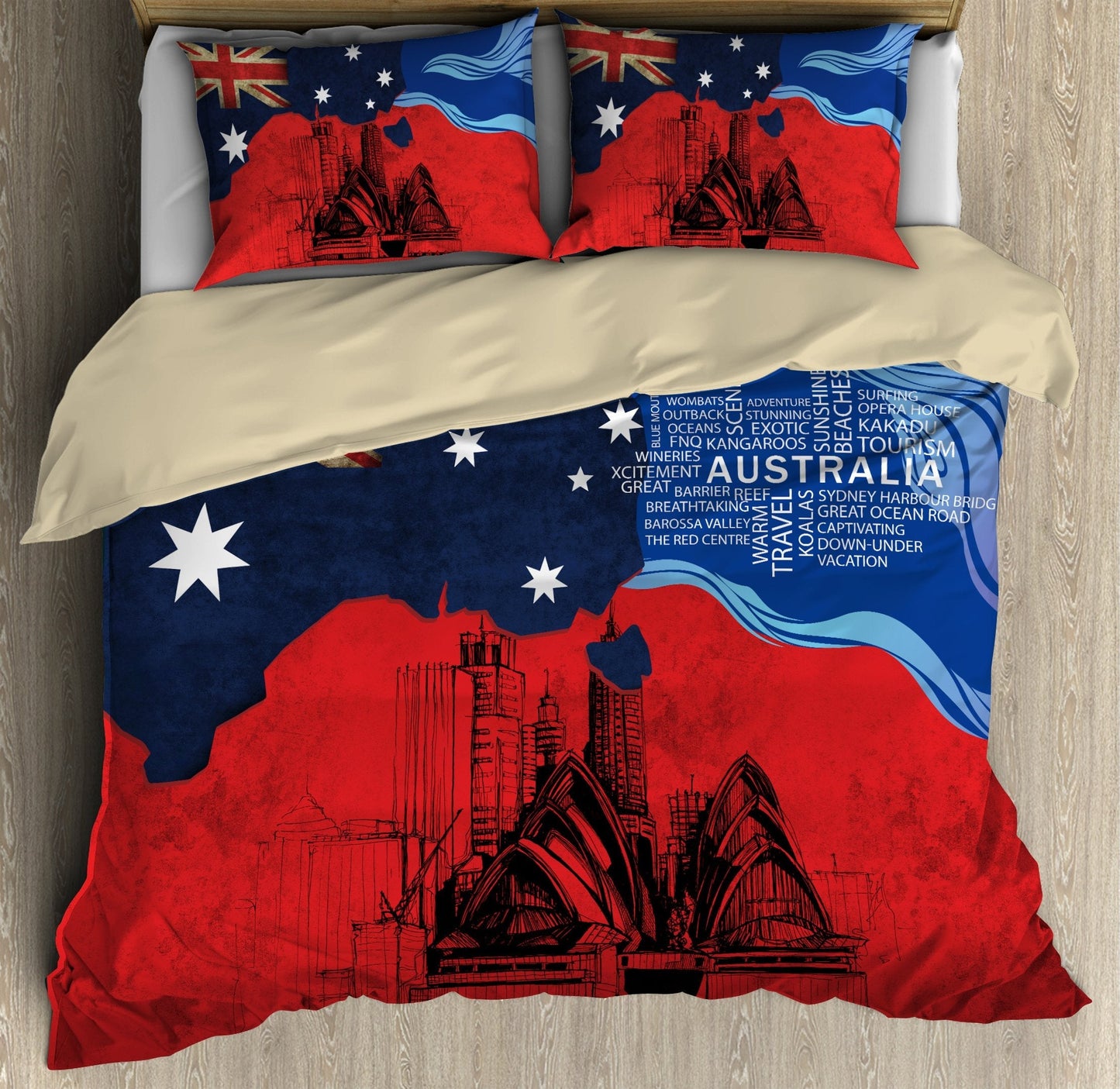 Tmarc Tee Australia Architectural Red Flag Painting Art Bedding Set