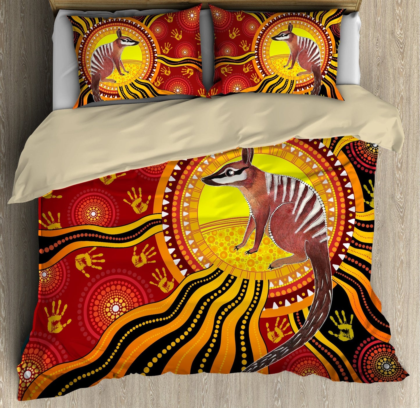 Aboriginal Numbat The Sun Bedding Set, Australia Indigenous Painting Art Bedding Set