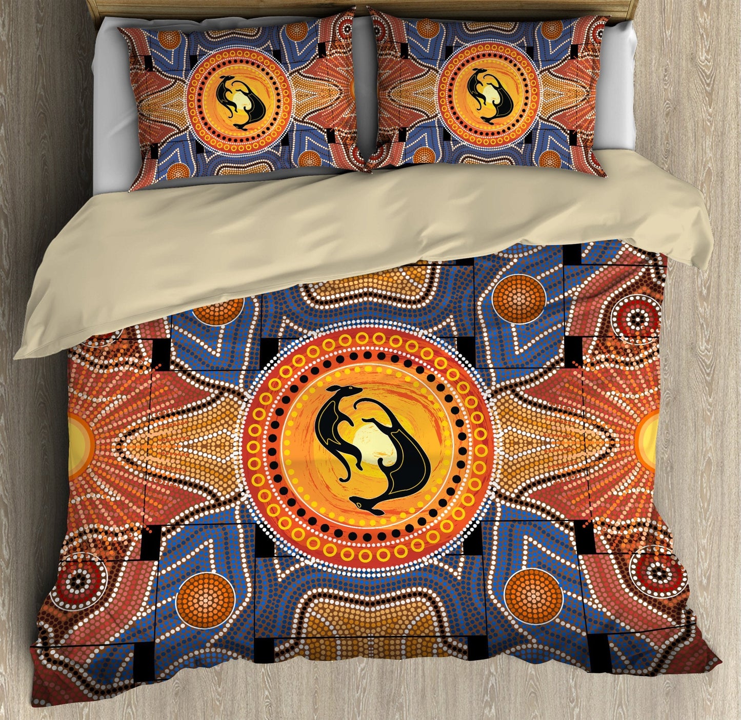 Aboriginal Kangaroos Central Australia Indigenous Painting Art Bedding Set