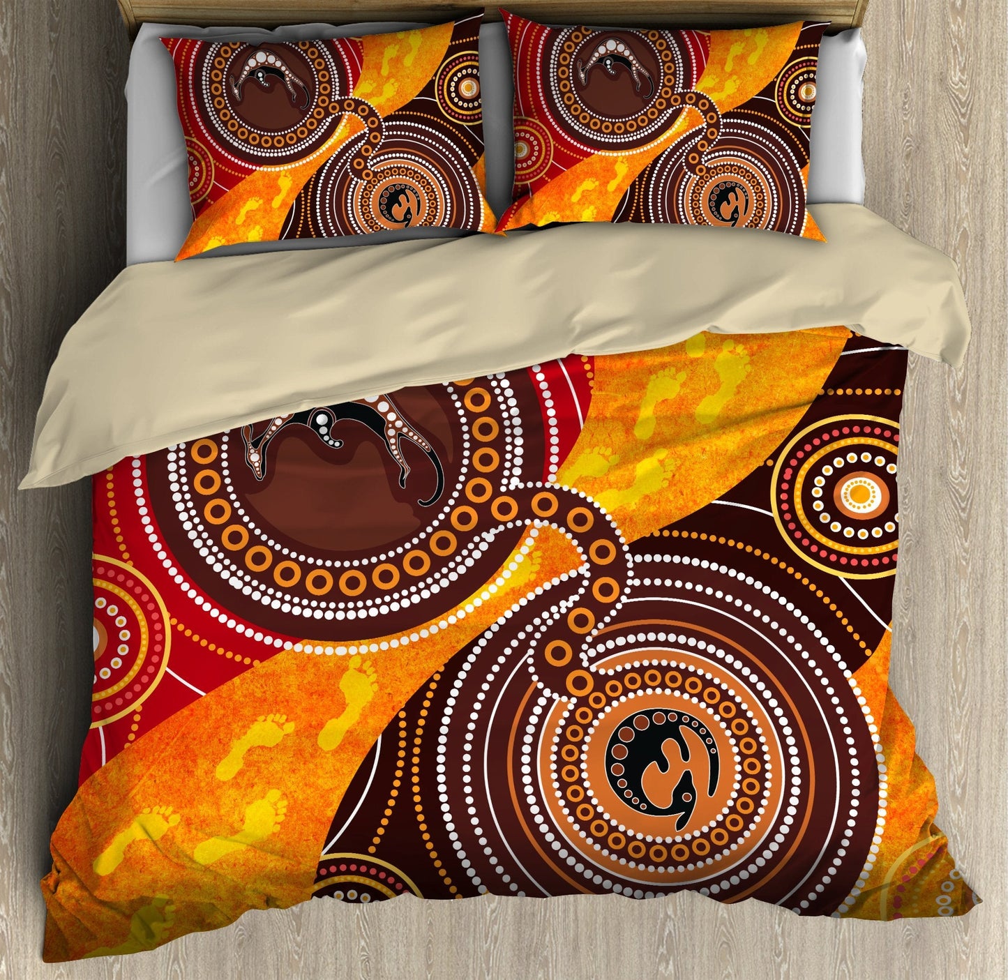 Aboriginal Kangaroo Australia Indigenous Painting Art Bedding Set