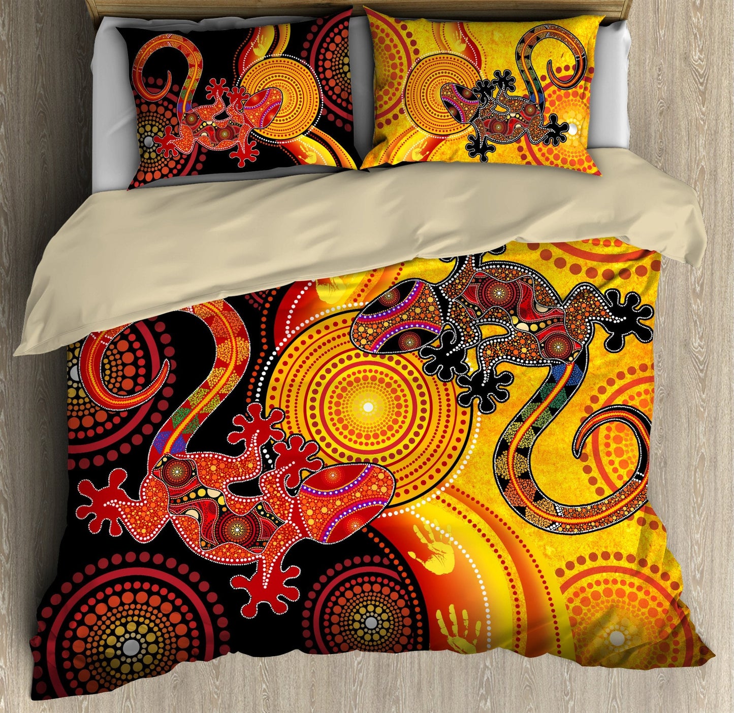 Aboriginal Australia Indigenous Lizards and the Sun Bedding Set