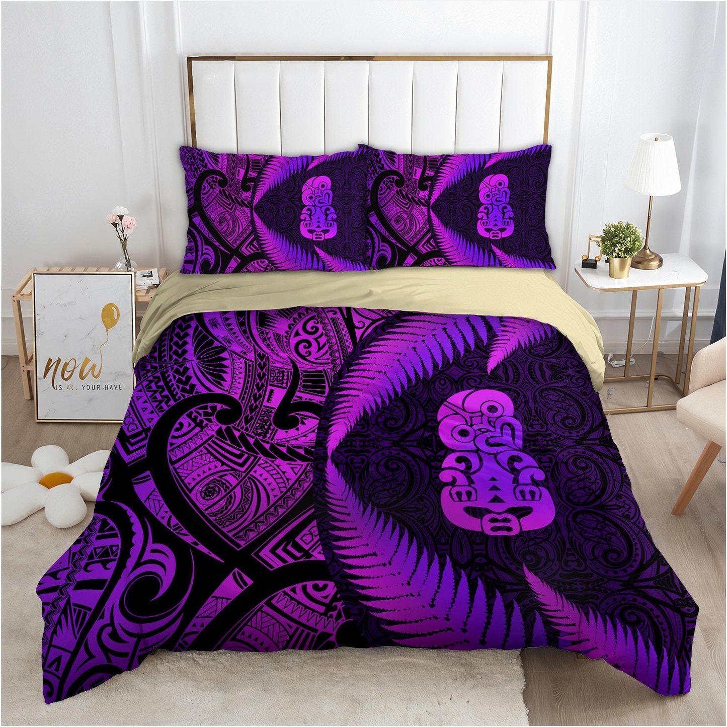 Aotearoa Bedding Set Manaia Silver Fern Purple TR1307202