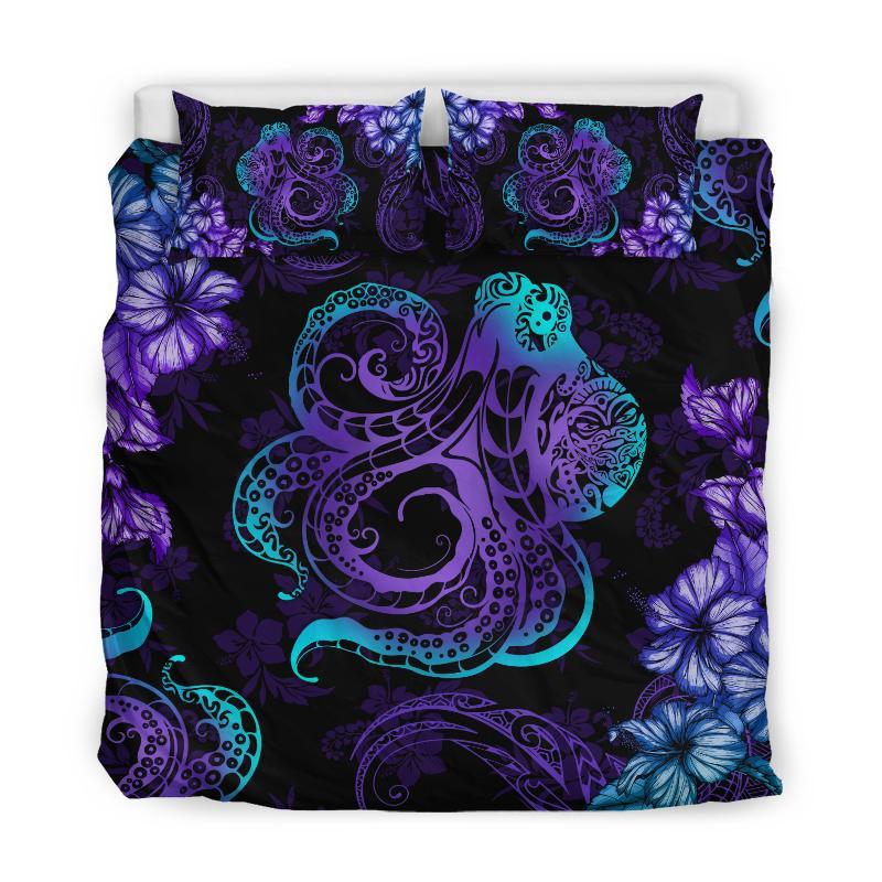 Beautiful Octopus Hibiscus Hawaii Bedding Set