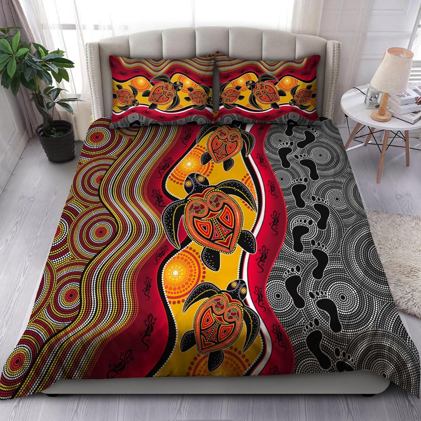 Aboriginal Turtles Map Australia Indigenous Painting Art Bedding Set