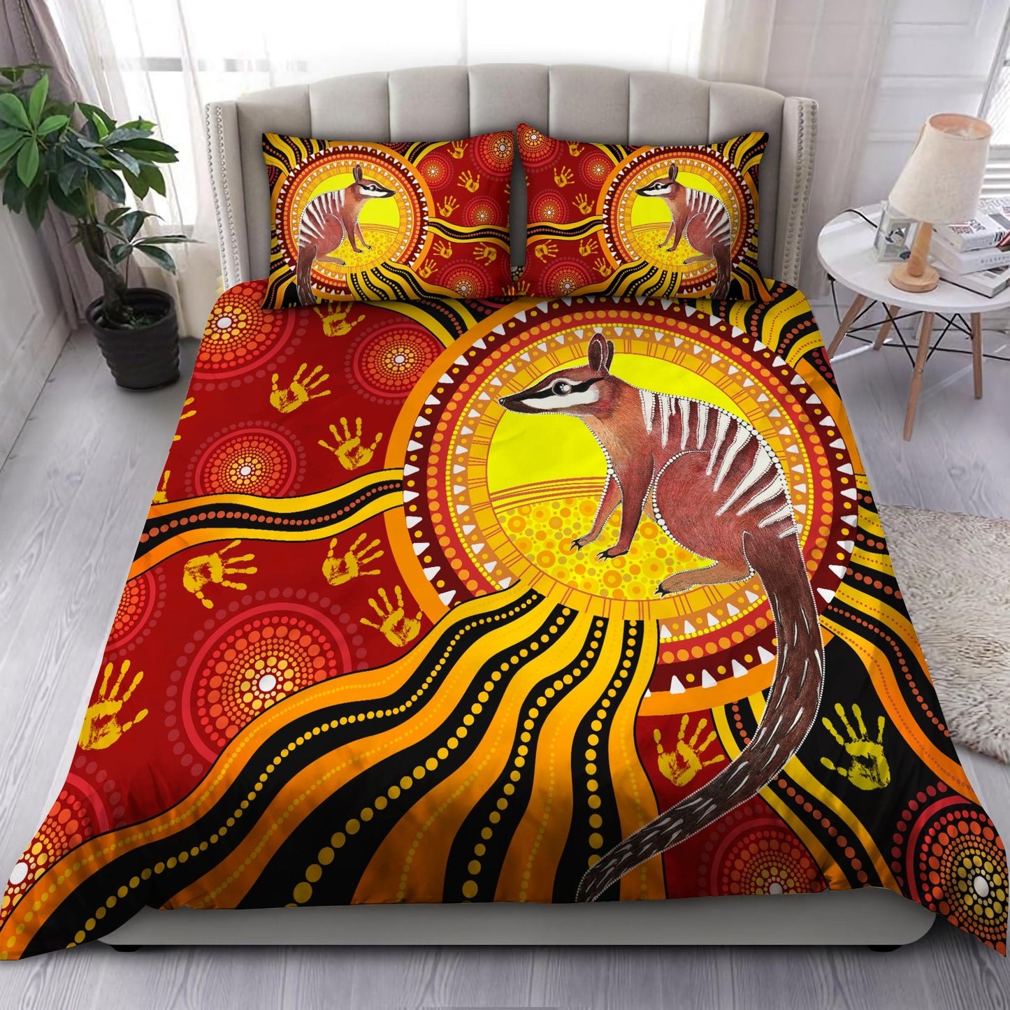 Aboriginal Numbat The Sun Bedding Set, Australia Indigenous Painting Art Bedding Set