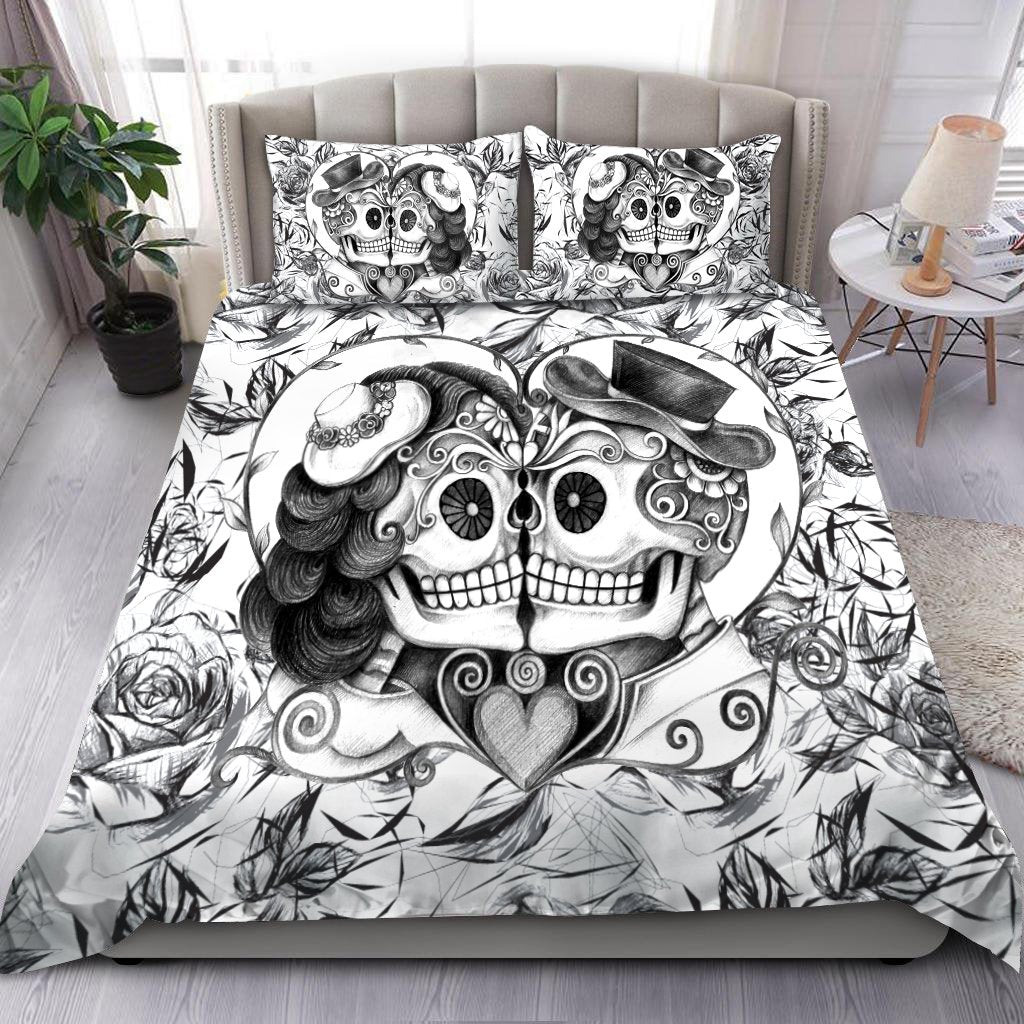 Black & White Skull Art Bedding Set HAC080705-NM-Bedding Set-NM-Twin-Vibe Cosy™