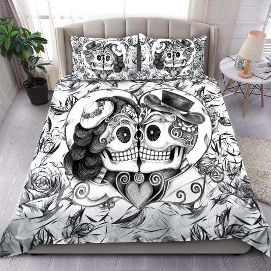 Black & White Skull Art Bedding Set HAC080705-NM-Bedding Set-NM-Twin-Vibe Cosy™