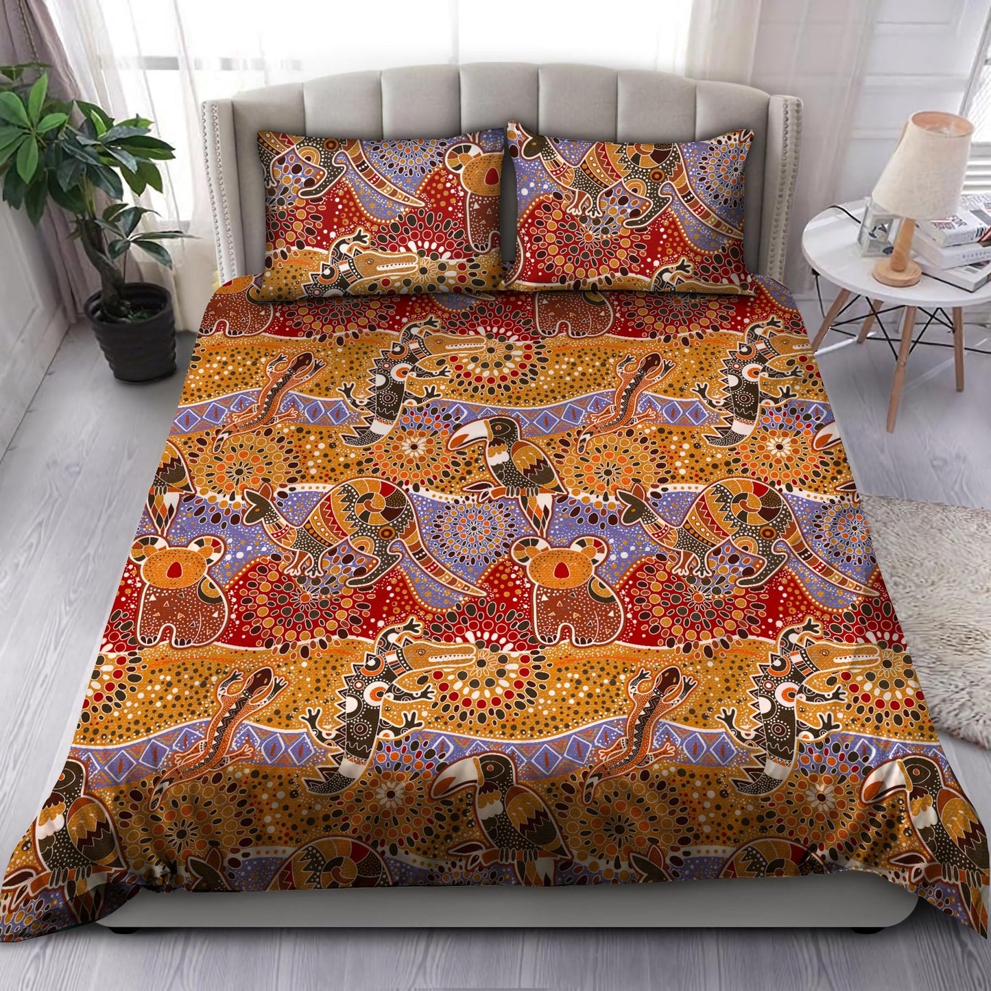 Aboriginal Bedding Set, Australia Indigenous Animals Art Bedding Set