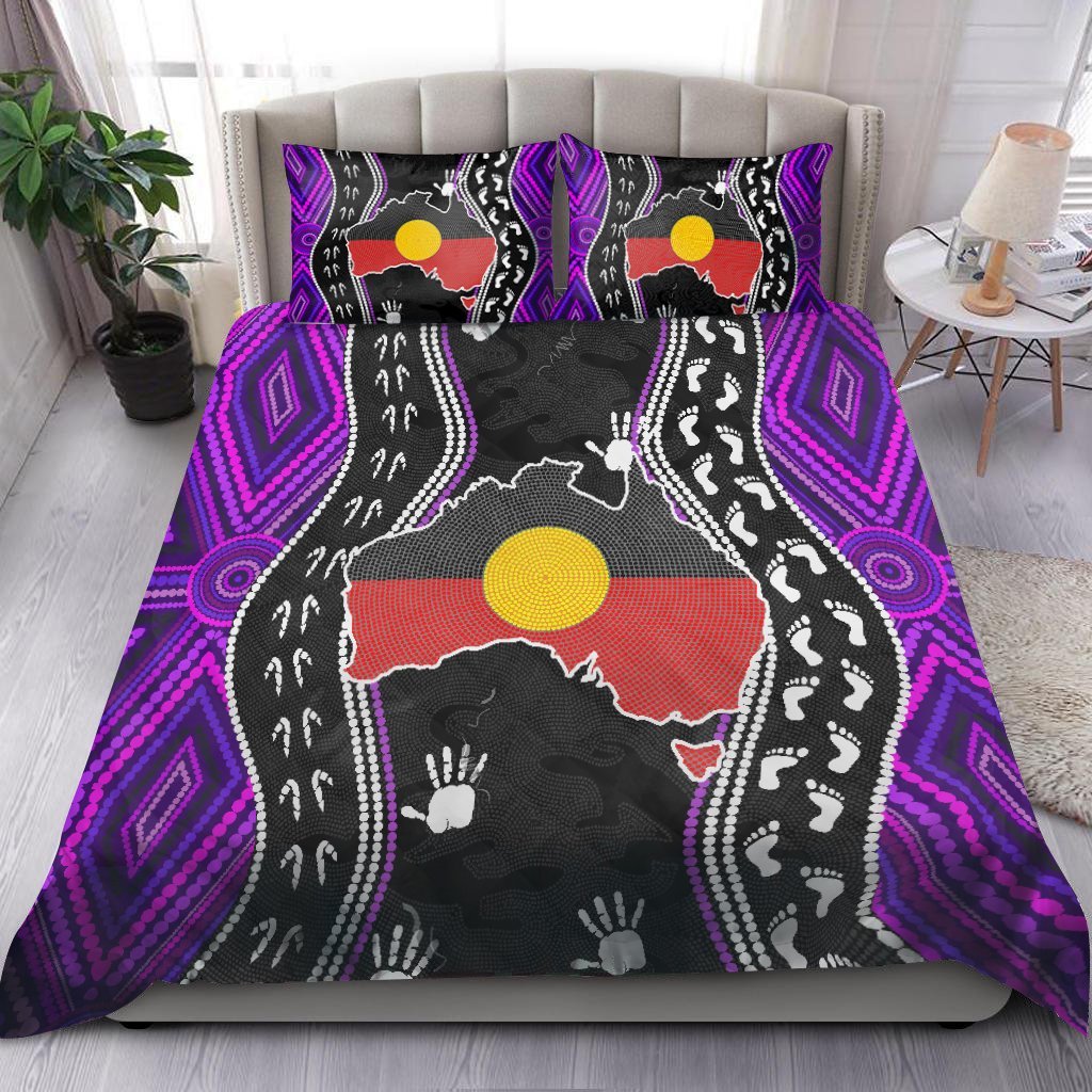 Aboriginal Bedding Set - Australia Indigenous Map Purple-HP