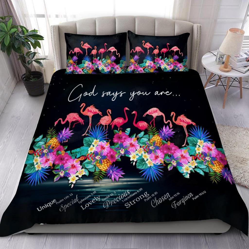 Tropical Flamingo God Says You Are Bedding Set AM082049-MEI