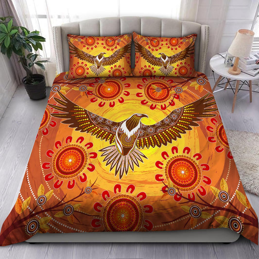 Aboriginal Eagle Power Sunset Bedding Set, Australia Indigenous Bedding Set