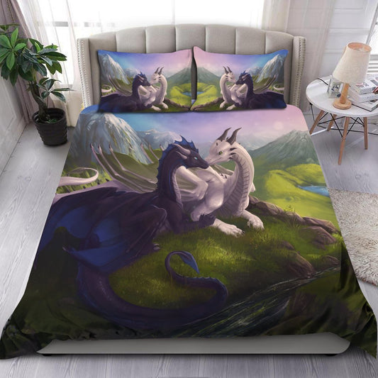 Black & Blue Dragons Bedding Set HAC020701-NM-Bedding Set-NM-Twin-Vibe Cosy™