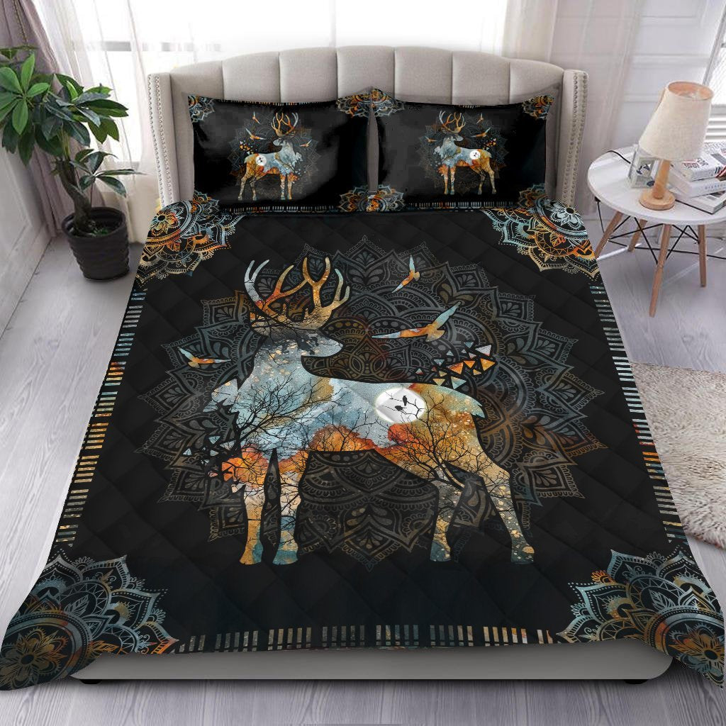 VIntage Mandala Deer Quilt Bedding Set HAC270508 - Amaze Style™-Quilt