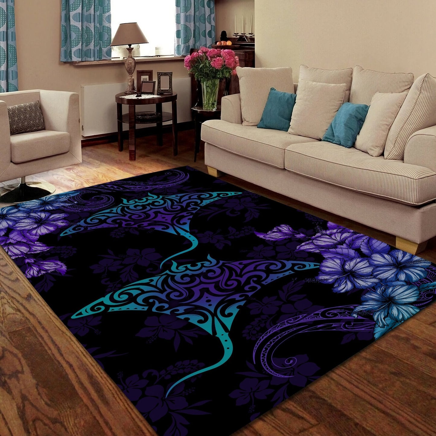 Beautiful Ray Hibiscus Hawaii Rug