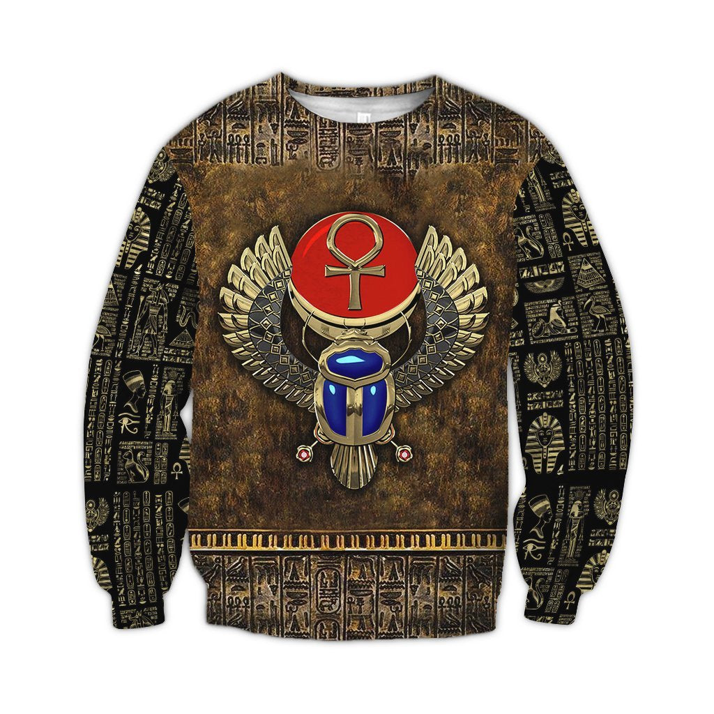 Ancient Egypt Winged Scarab With Ankh 3D All Over Printed Shirt Hoodie For Men And Women MP1003 - Amaze Style™-Apparel