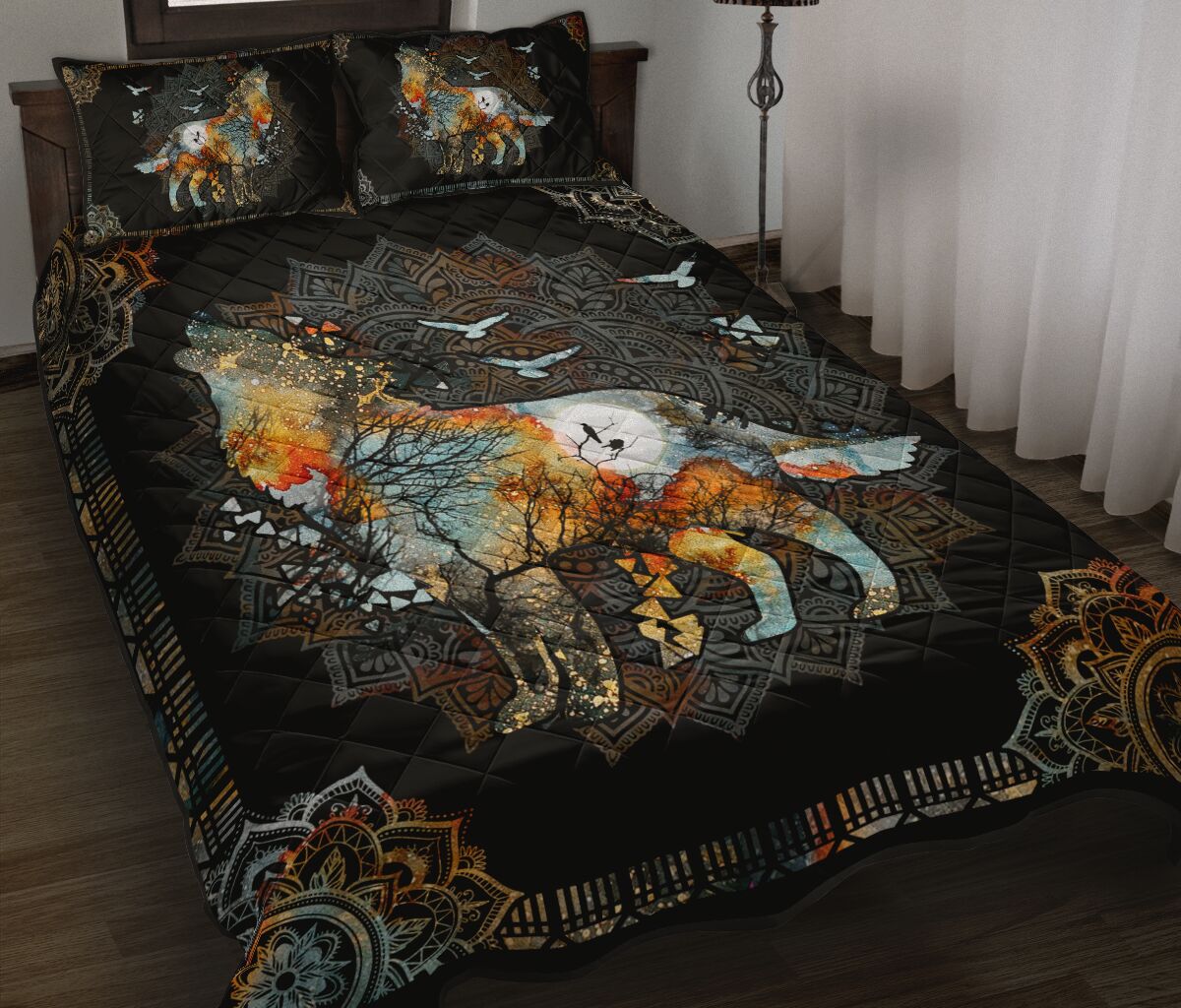 Vintage Mandala Wolf Quilt Bedding Set MP27052001 - Amaze Style™-Quilt