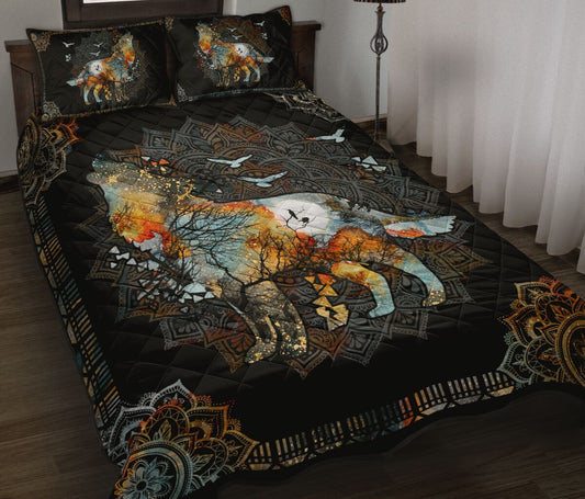Vintage Mandala Wolf Quilt Bedding Set MP27052001 - Amaze Style™-Quilt