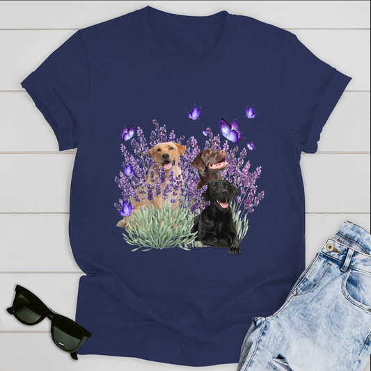 Dog T-shirt Labrador Retriever And Flowers