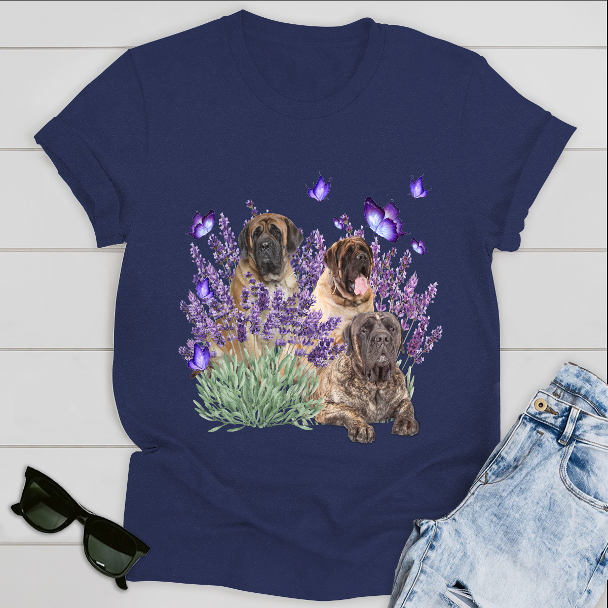 English Mastiff And Gorgeous Purple Flower For Corgi lover Dog Lover Classic T-Shirt