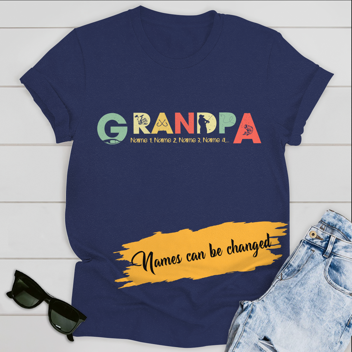 Grandpa Fishing Personalized T-shirt Fahter's Day