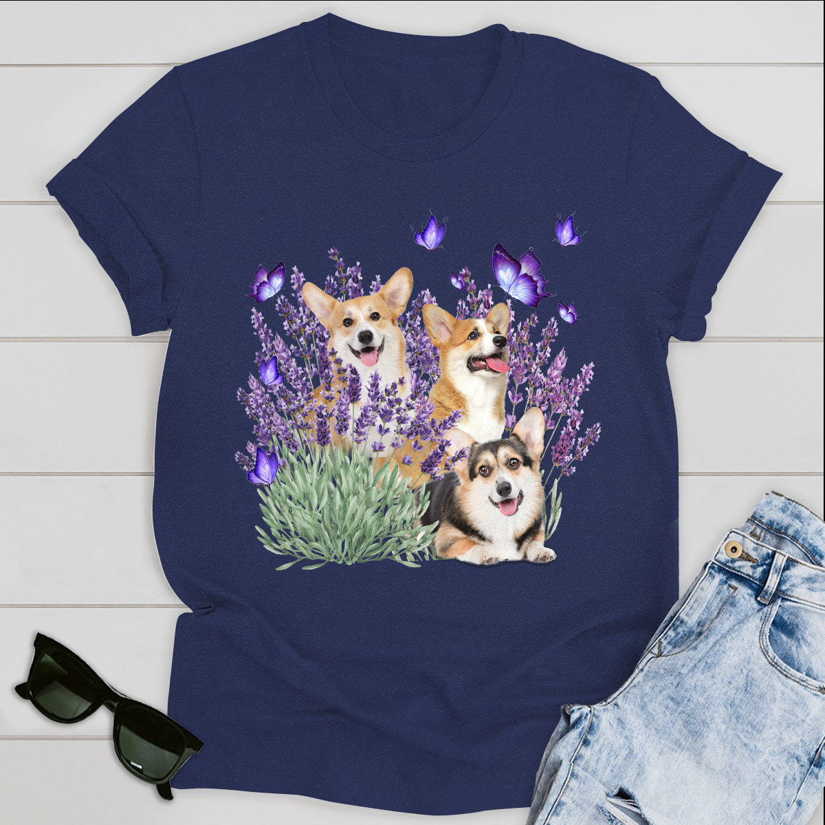 Corgi And Gorgeous Purple Flower For Corgi lover Dog Lover Classic T-Shirt