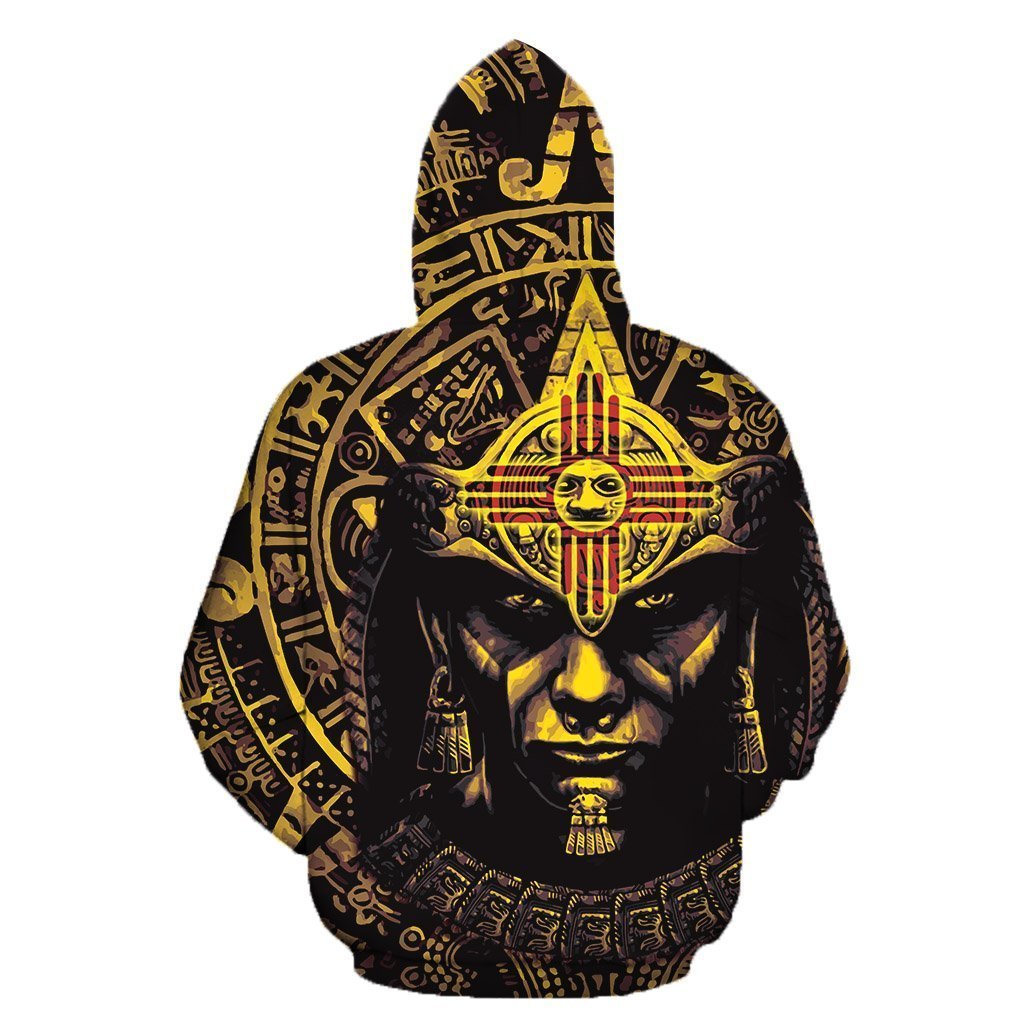 3D All Over Aztec Warrior Mexican Hoodie Yellow - Amaze Style™-Apparel