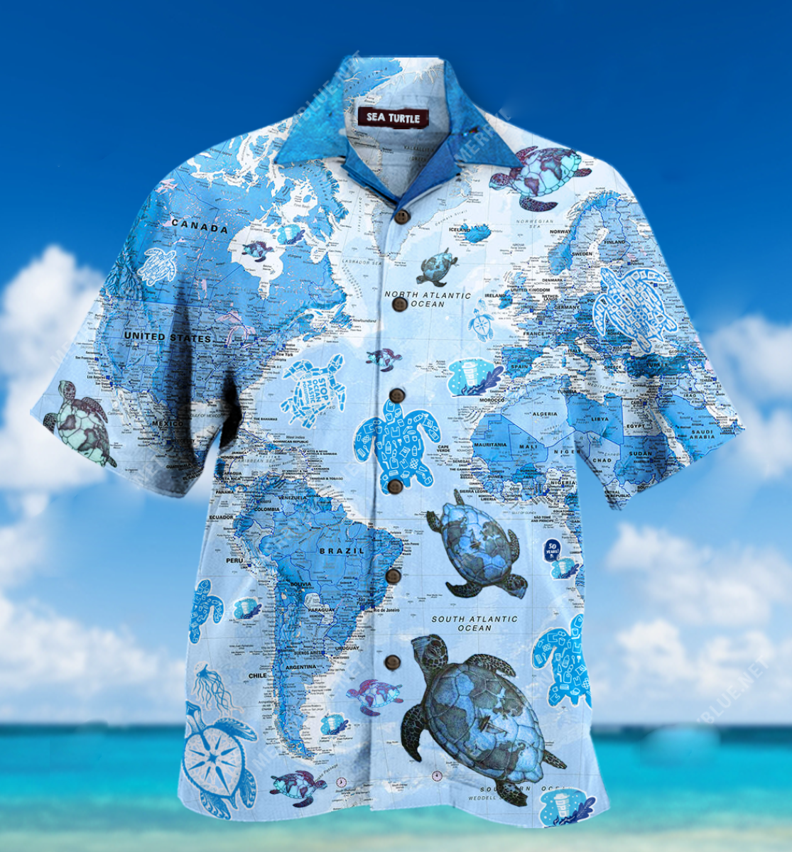 Amazing Turtle Map Hawaii Shirt