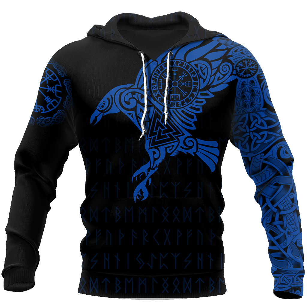 Vikings - The Raven of Odin Tattoo Blue - Amaze Style™-Apparel