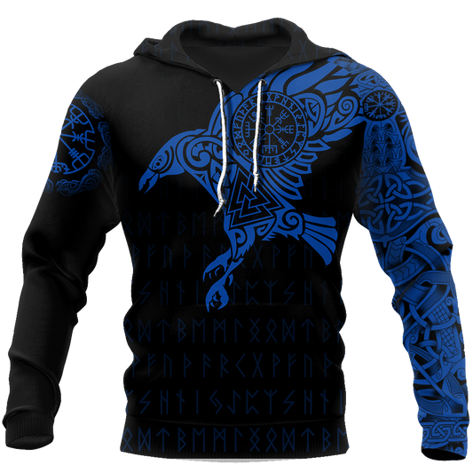 Vikings - The Raven of Odin Tattoo Blue - Amaze Style™-Apparel
