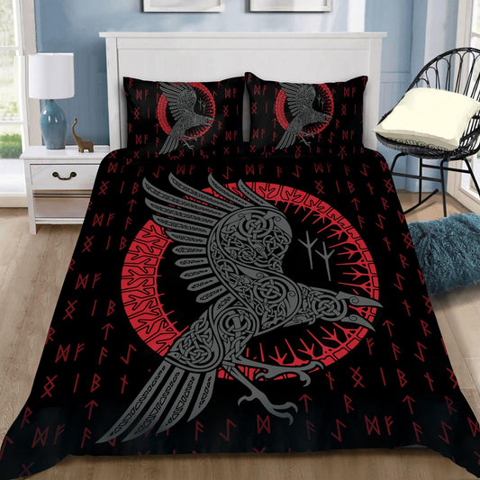 Viking Bedding Sets - Odin'S Raven Old Runes Style