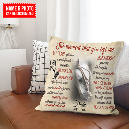 The Moment That You Left Me My Heart Split In Two Customized Pet Photo Picture Canvas Throw Pillow Memorial Gift