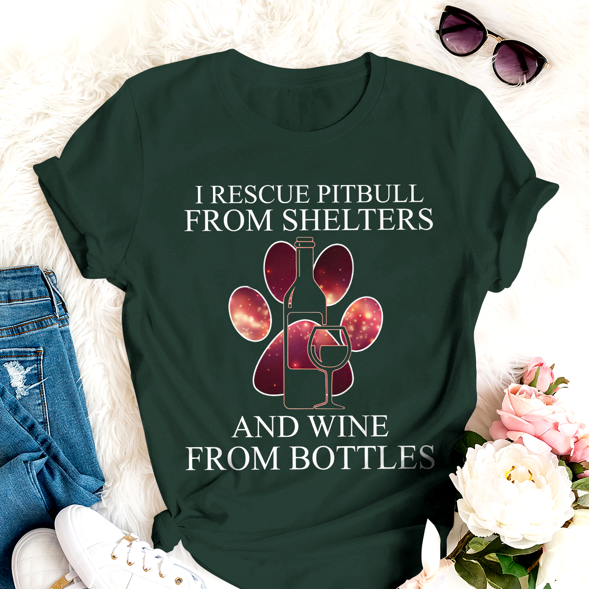 Dog T-shirt Rottweiler A Woman Wine