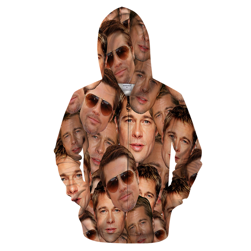 3D AOP Funny Brad Pitt Shirt-Apparel-6teenth World-Zip-Up Hoodie-S-Vibe Cosy™