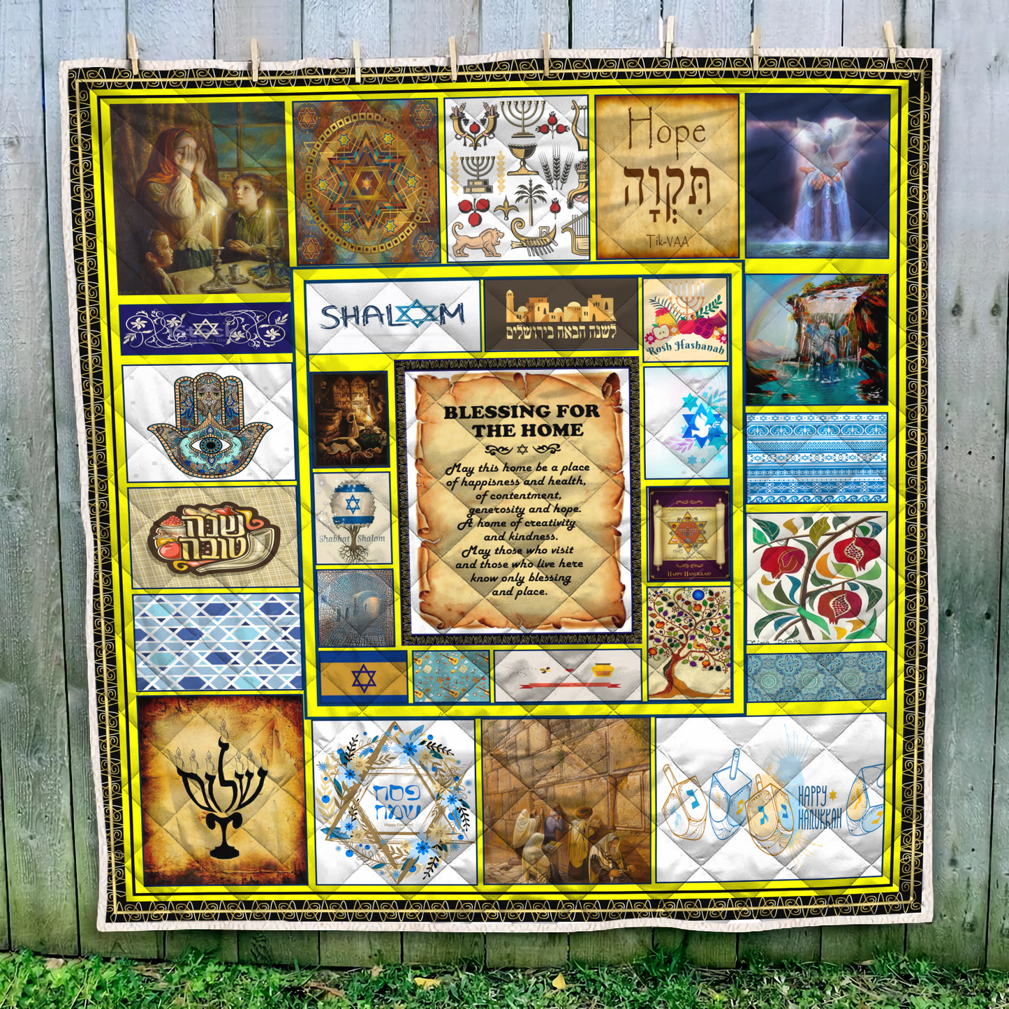 Beautiful Jewish Symbols Quilt For Gift MEI