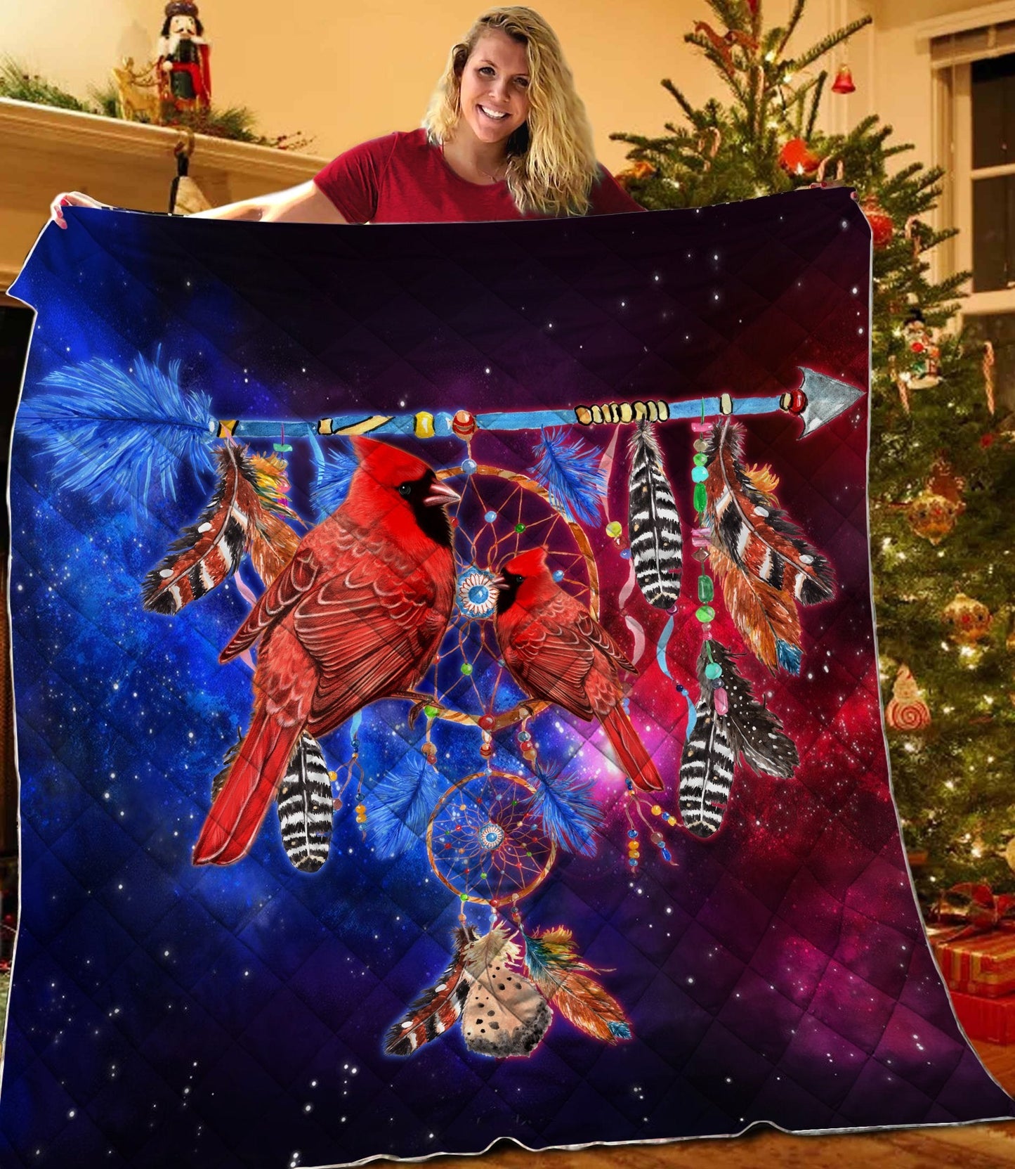 Beautiful Cardinal Birds Dreamcatcher Quilt