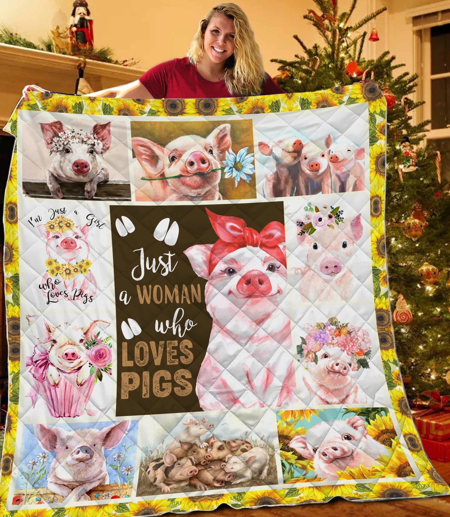 Beautiful Just A Woman Who Loves Pigs Quilt HAC110903-MEI