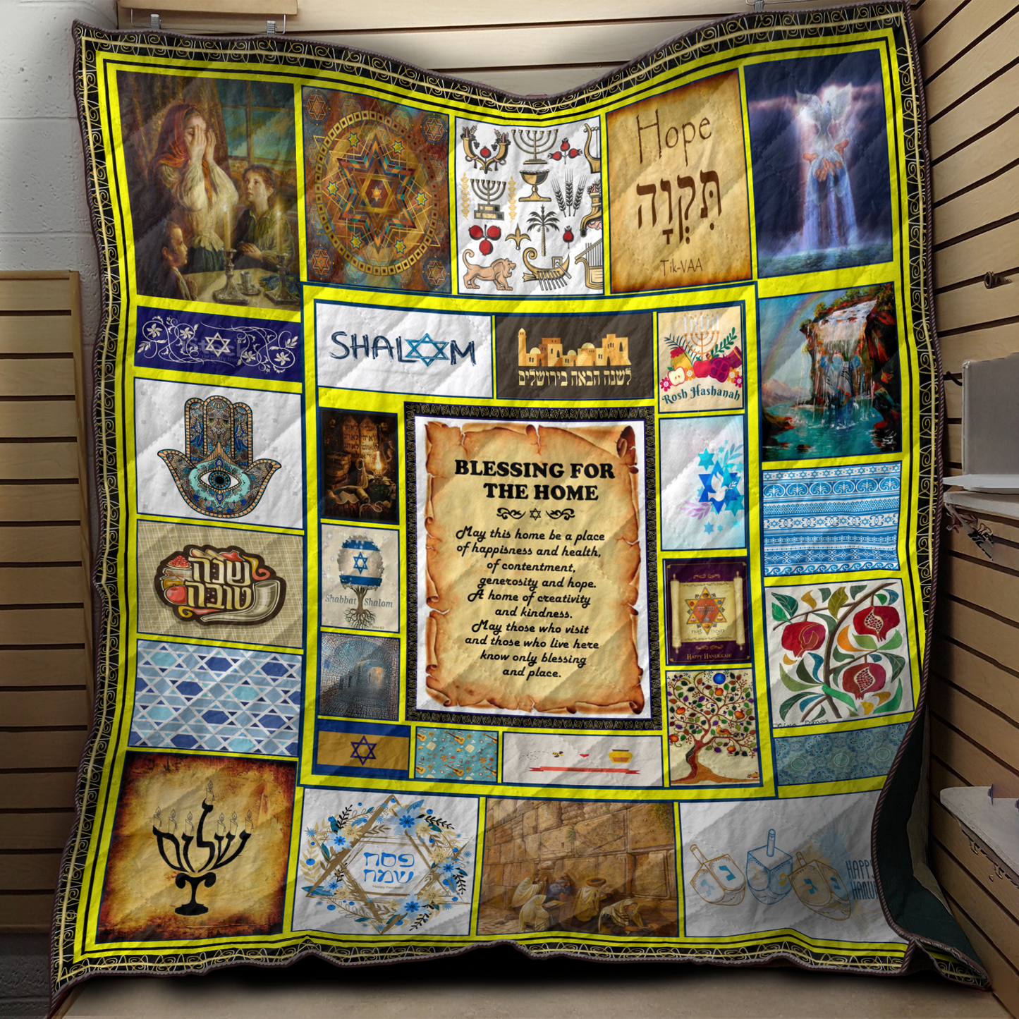 Beautiful Jewish Symbols Quilt For Gift MEI