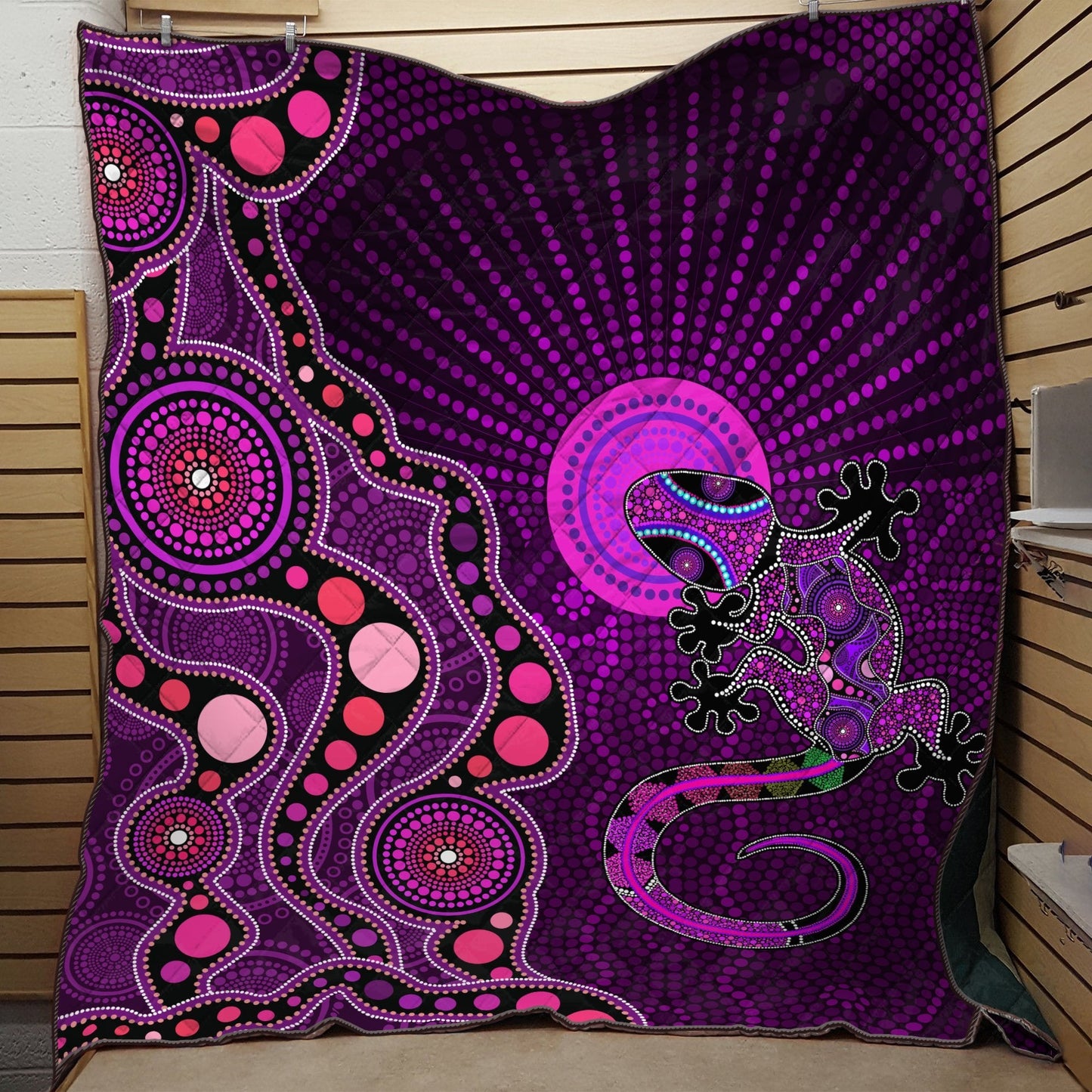 Aboriginal Australia Indigenous Purple The Lizard and The Sun Quilt