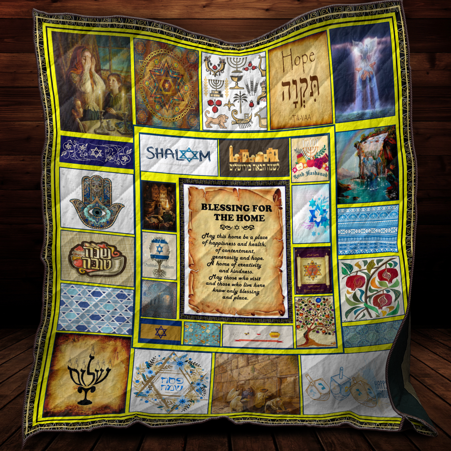Beautiful Jewish Symbols Quilt For Gift MEI