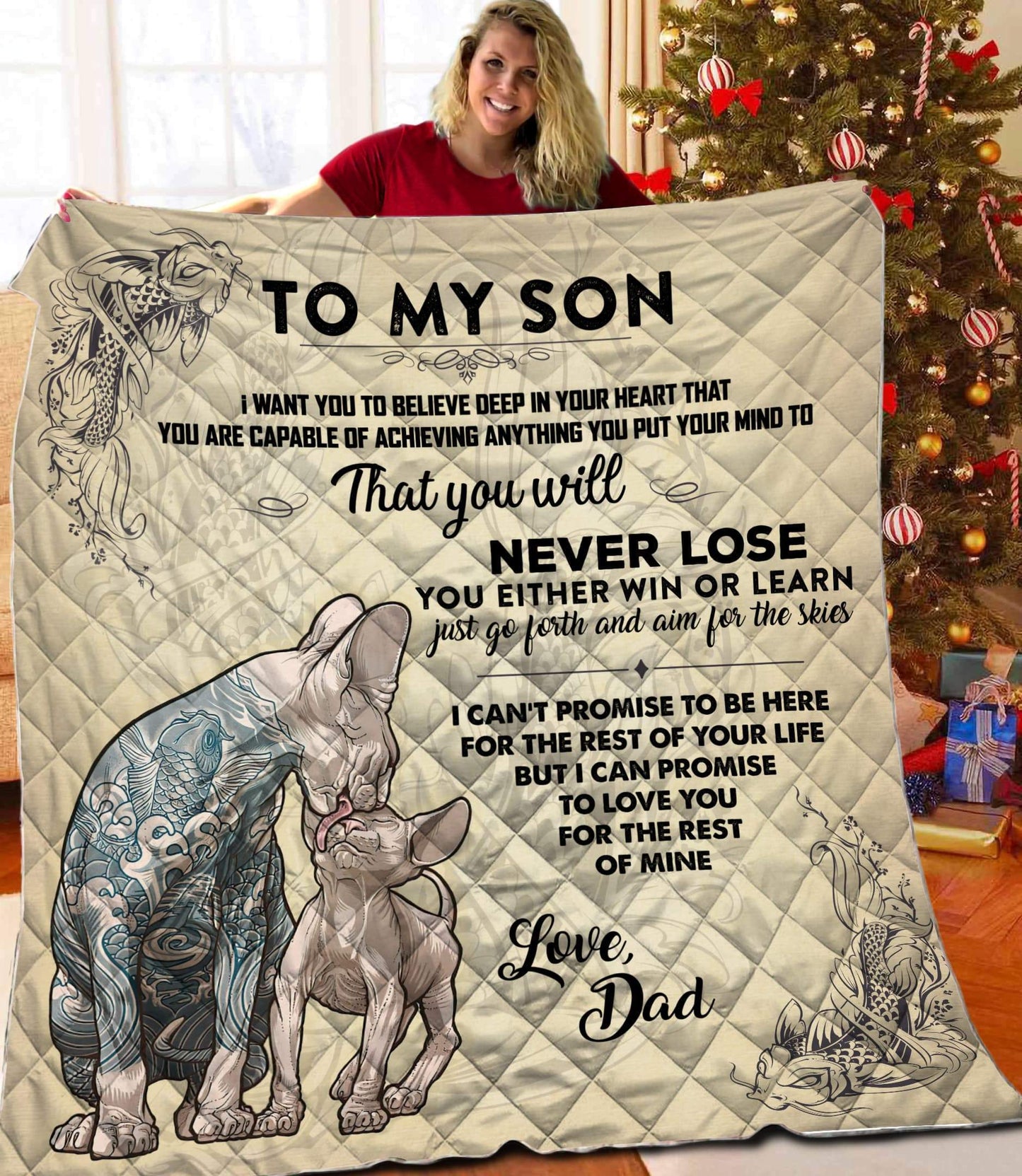 Tatoo Sphynx Dad And Son Couple Quilt NTN05082001S